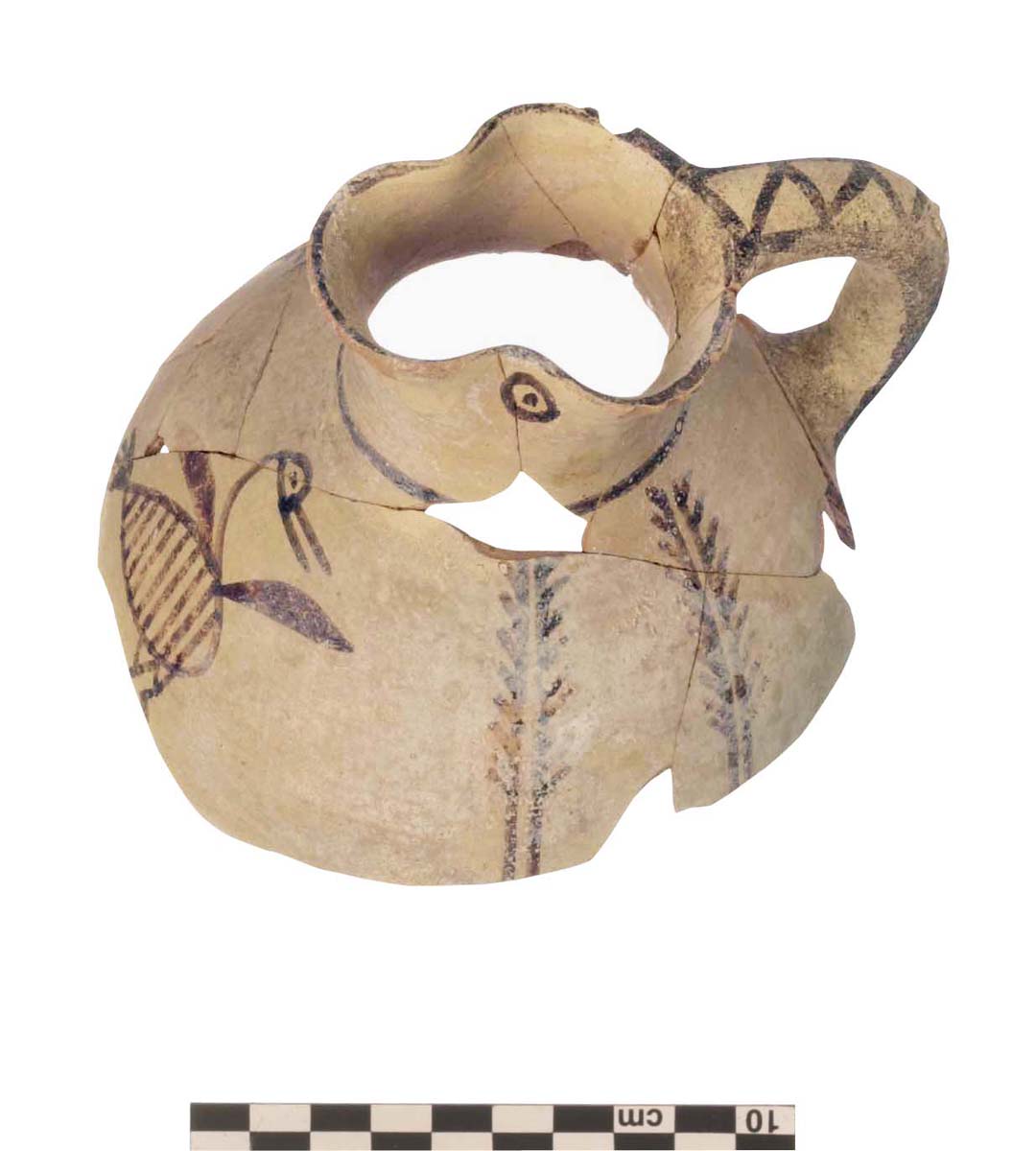 Bothros, Bichrome jug decorated with a bird (Ph. Collet / Archives EFA, N032-067)