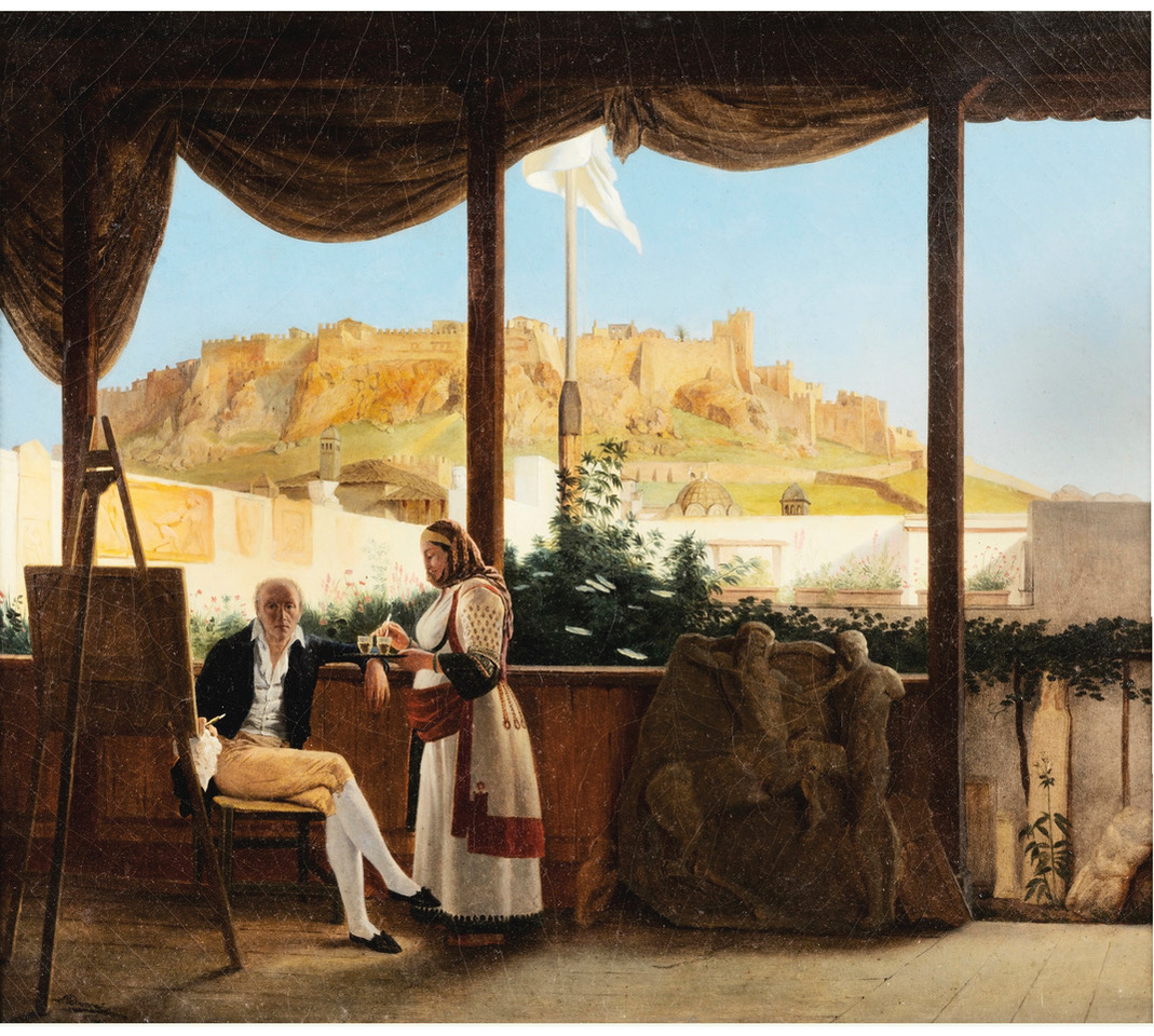 Fauvel dans sa maison athénienne en 1819, tableau à l’huile par Louis Dupré, collection privée. Photo A. Zambon 