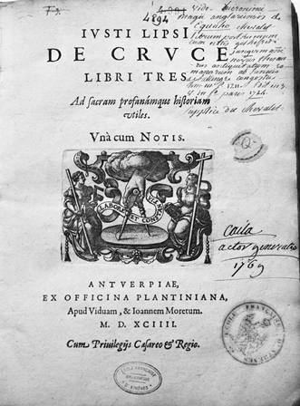 Page de titre, Justi Lipsii de Cruce, 1594