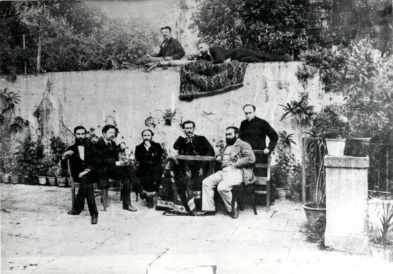 Membres des Écoles françaises de Rome et d'Athènes, Rome, Villa Mérode, 1875 (Archives EFR, PAF PRO 001)